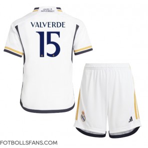 Real Madrid Federico Valverde #15 Replika Hemmatröja Barn 2023-24 Kortärmad (+ Korta byxor)